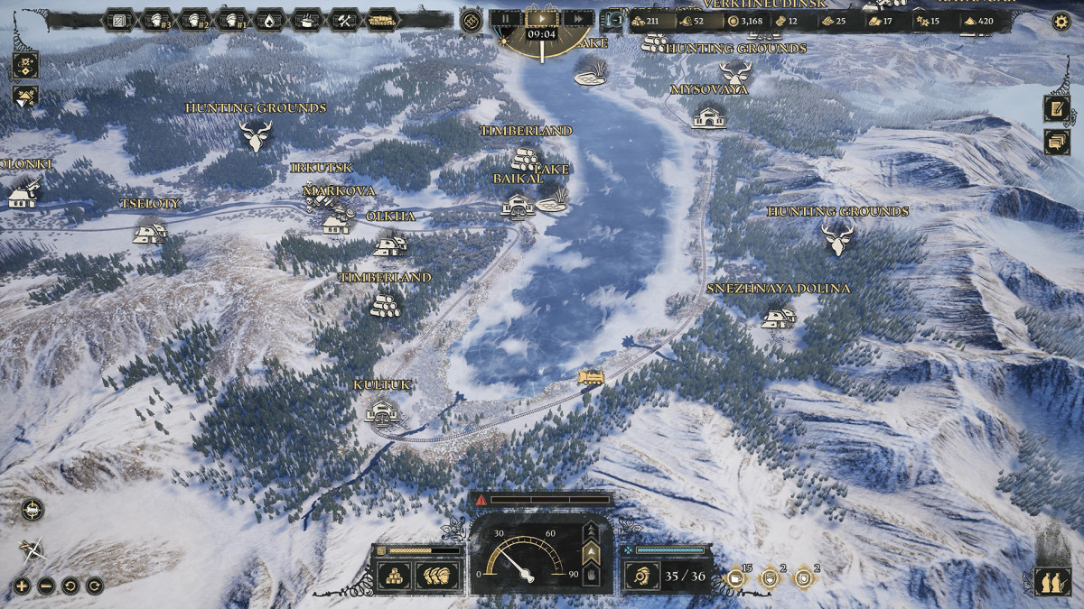 Last Train Home screenshot of a map showing a freezing landscape.